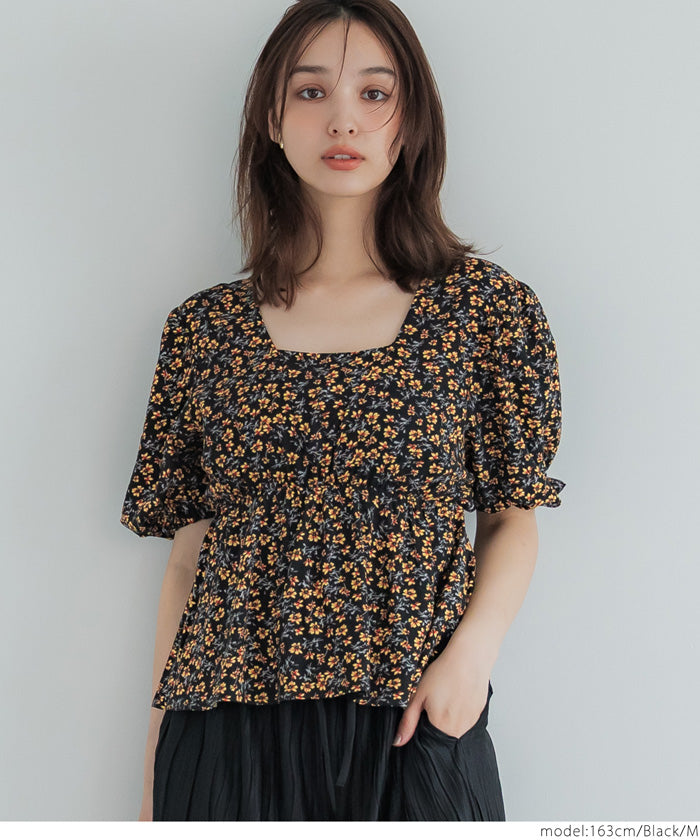 コカ coca ビンテージレーヨンフラワーブラウス （Black） Black