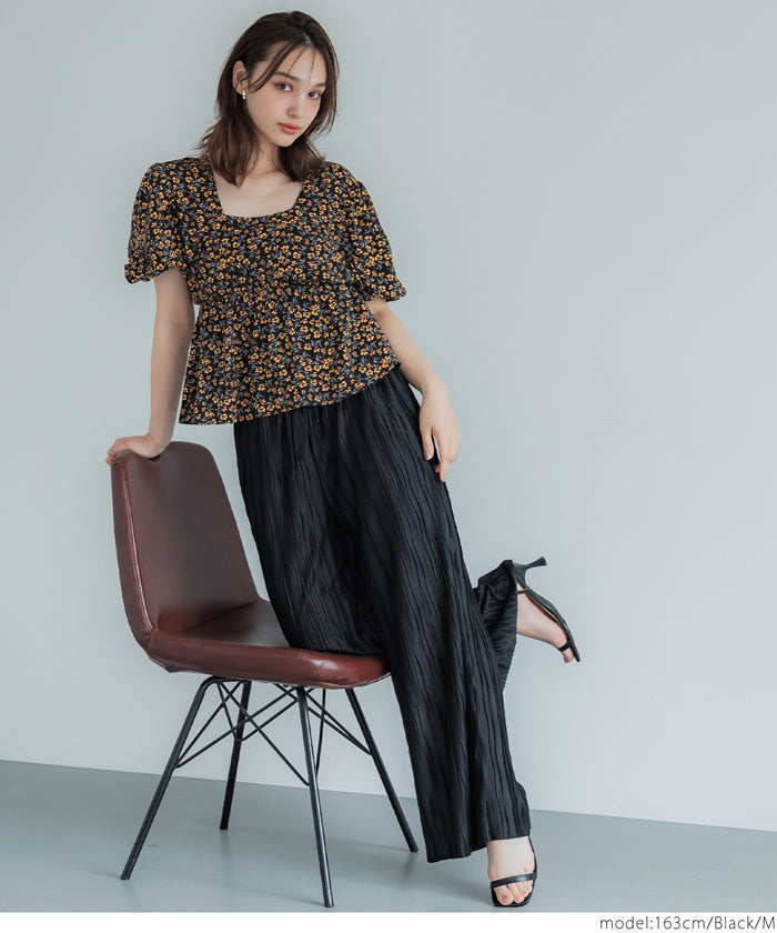 コカ coca ビンテージレーヨンフラワーブラウス （Black） Black