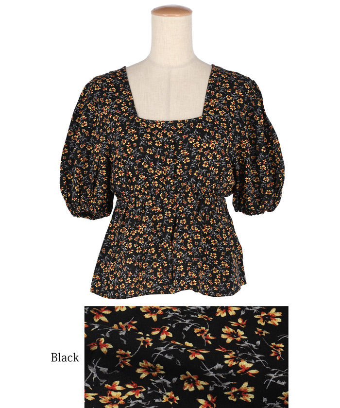 コカ coca ビンテージレーヨンフラワーブラウス （Black） Black