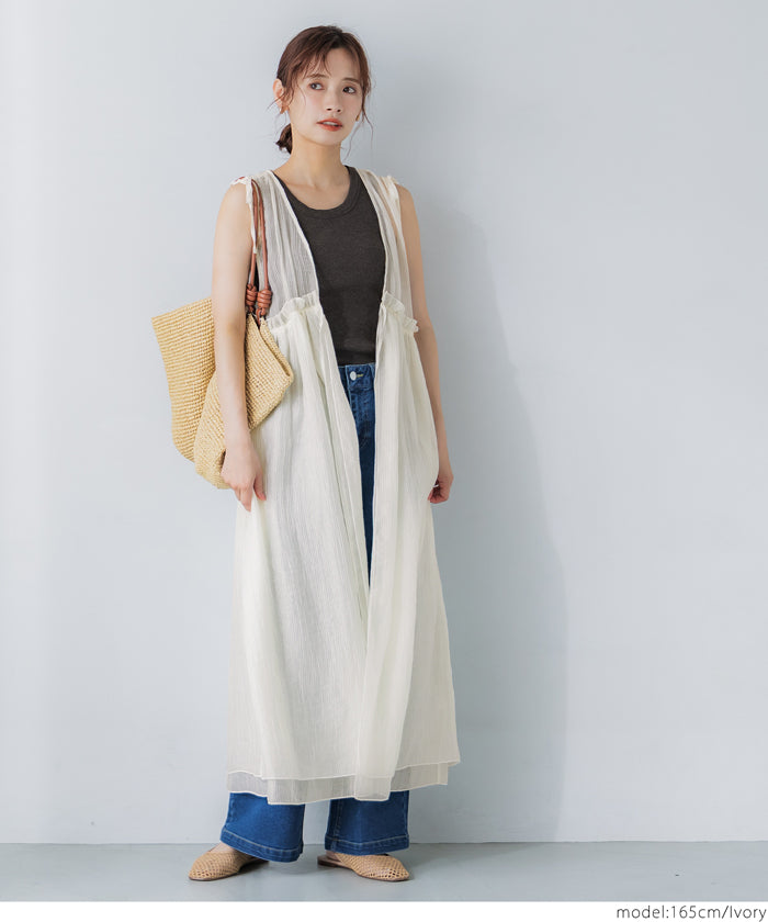 コカ coca シアーギャザーロングジレ （Ivory） Ivory