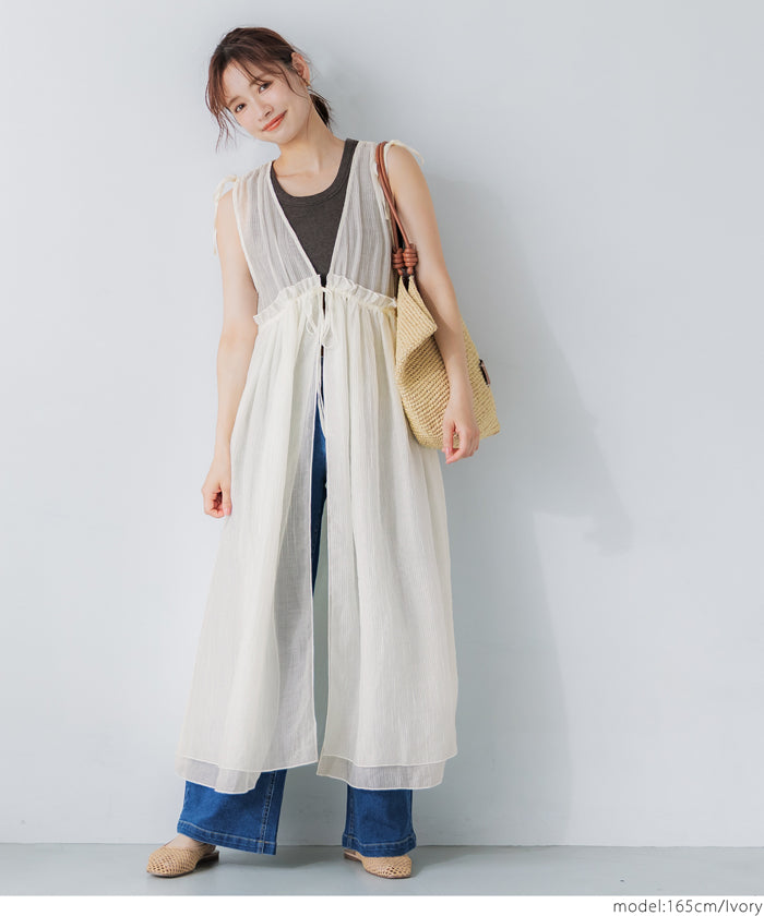 コカ coca シアーギャザーロングジレ （Ivory） Ivory