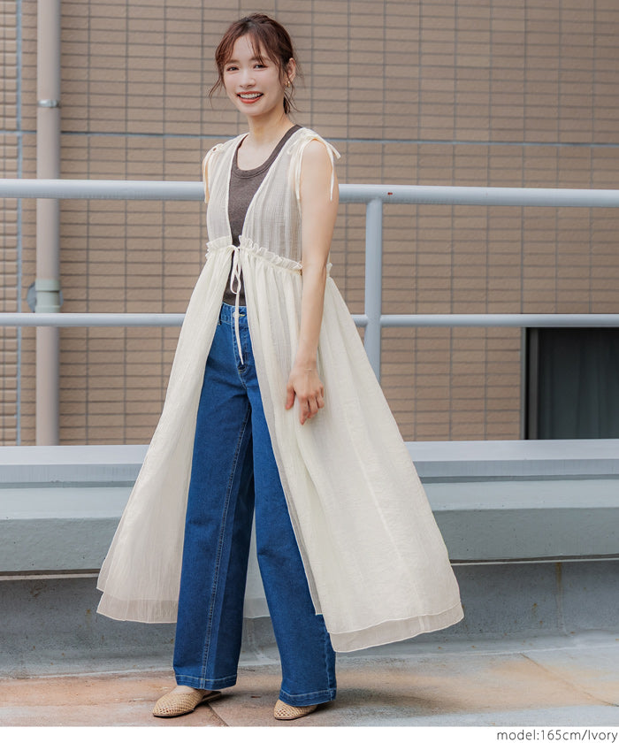 コカ coca シアーギャザーロングジレ （Ivory） Ivory
