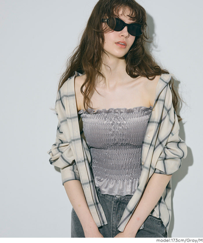 コカ coca OUT BRA ベロアシャーリングキャミソール （Gray） Gray