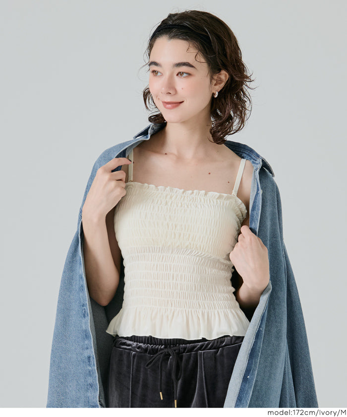コカ coca OUT BRA ベロアシャーリングキャミソール （Gray） Gray