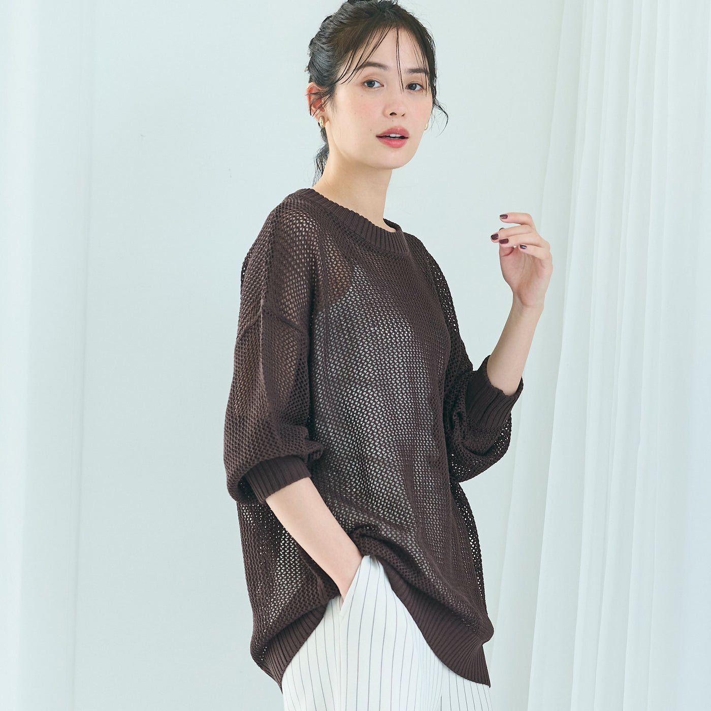 コカ coca メッシュニットプルオーバー （Brown） Brown