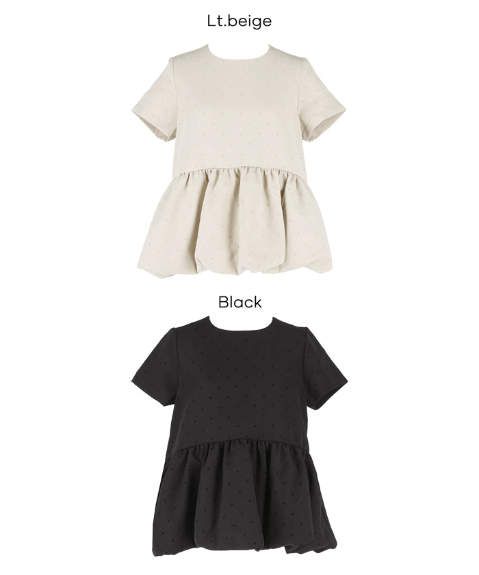 コカ coca フロッキードットバルーンブラウス （Black） Black