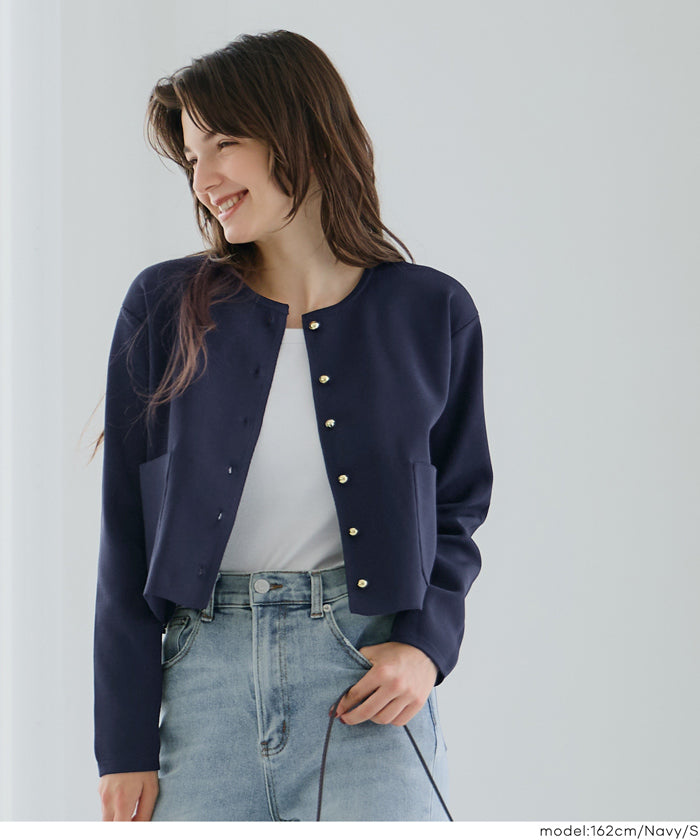 コカ coca ゴールドボタンクルーネックニットカーディガン （Navy） Navy