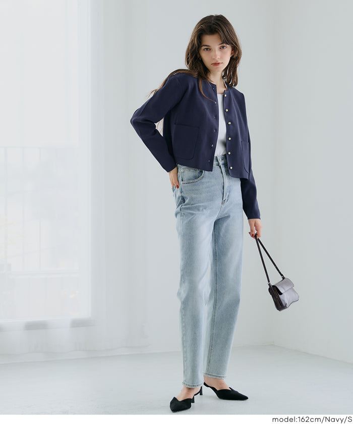 コカ coca ゴールドボタンクルーネックニットカーディガン （Navy） Navy