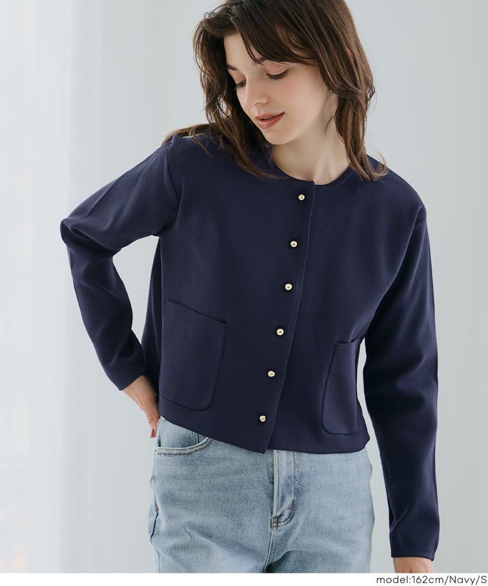 コカ coca ゴールドボタンクルーネックニットカーディガン （Navy） Navy