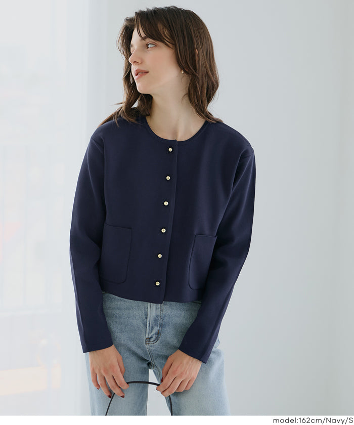 コカ coca ゴールドボタンクルーネックニットカーディガン （Navy） Navy
