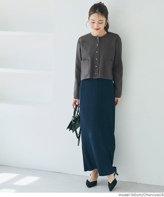 コカ coca ゴールドボタンクルーネックニットカーディガン （Navy） Navy
