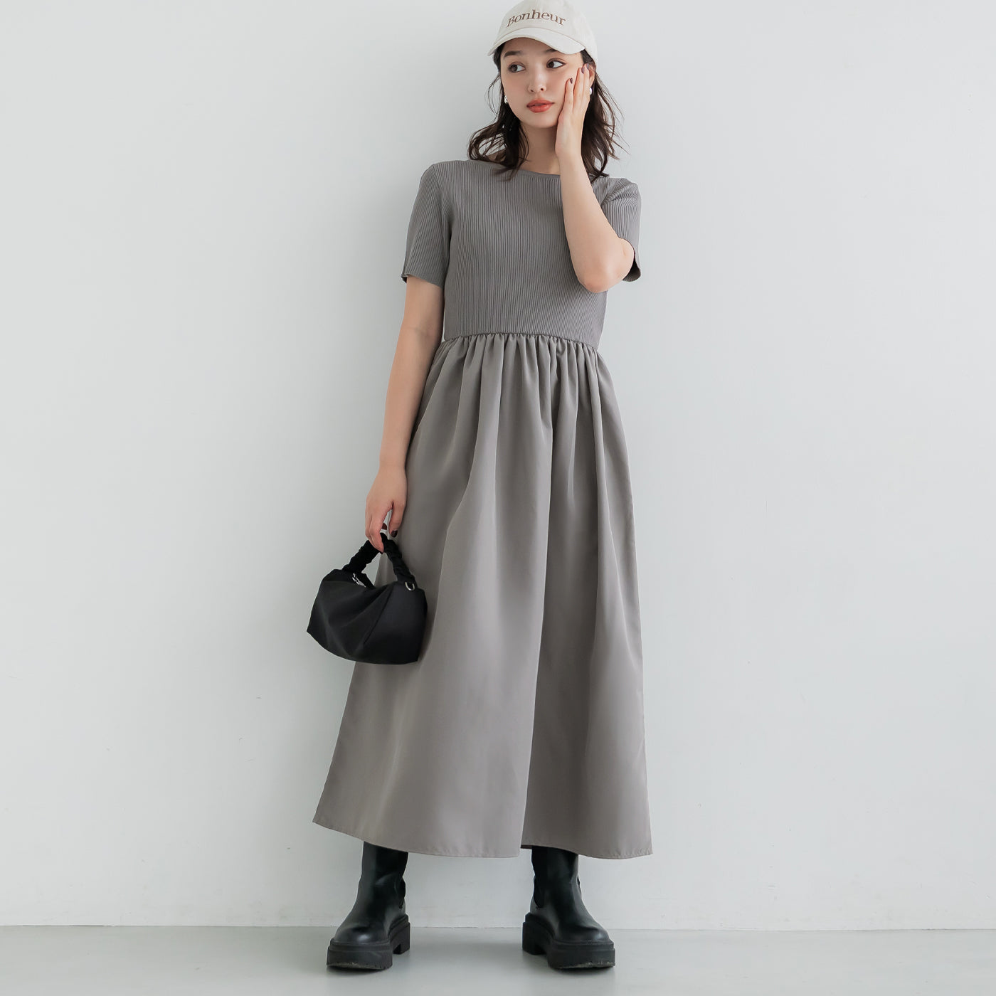 コカ coca ドッキングボートネックワンピース （Gray） Gray