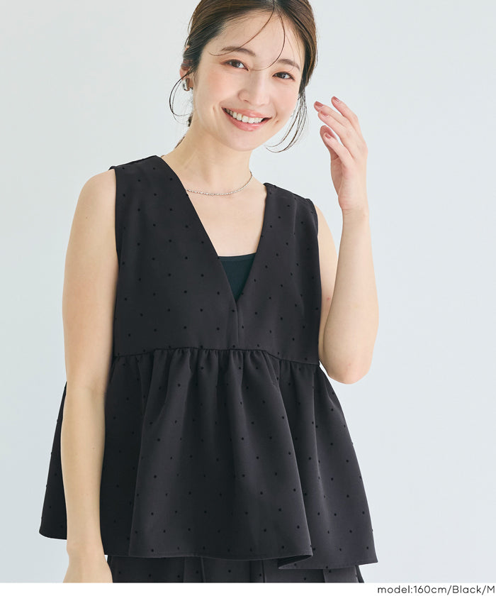 コカ coca フロッキードットペプラムベスト （Black） Black