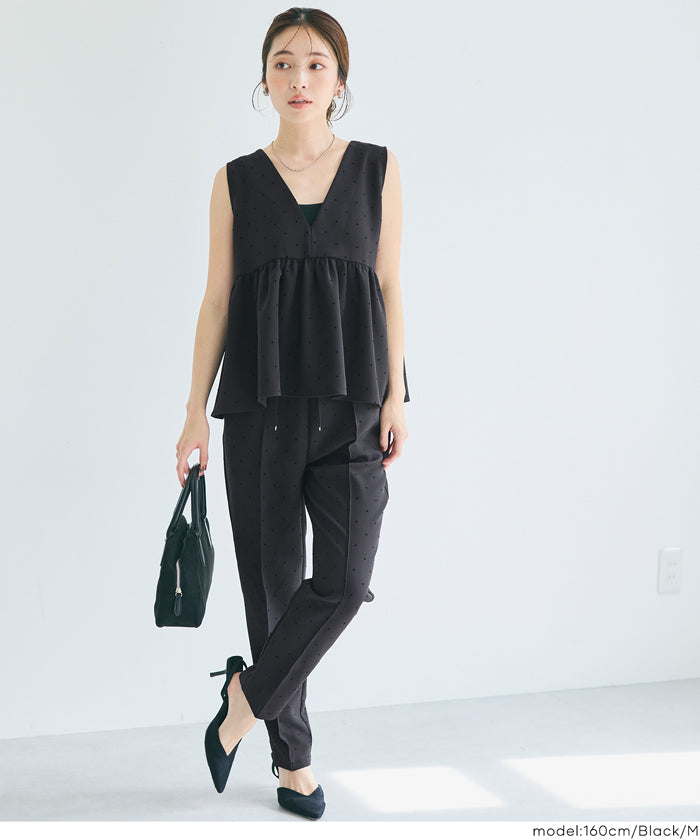コカ coca フロッキードットペプラムベスト （Black） Black