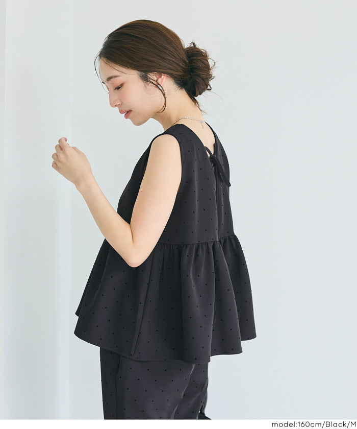 コカ coca フロッキードットペプラムベスト （Black） Black