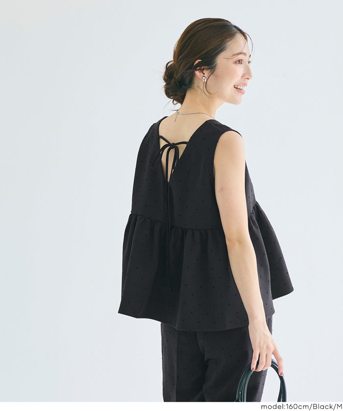 コカ coca フロッキードットペプラムベスト （Black） Black