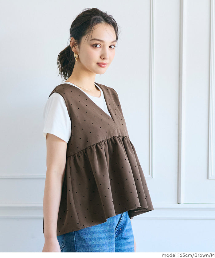 コカ coca フロッキードットペプラムベスト （Black） Black
