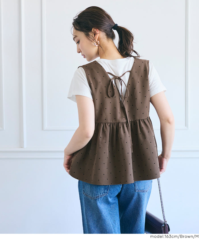 コカ coca フロッキードットペプラムベスト （Black） Black