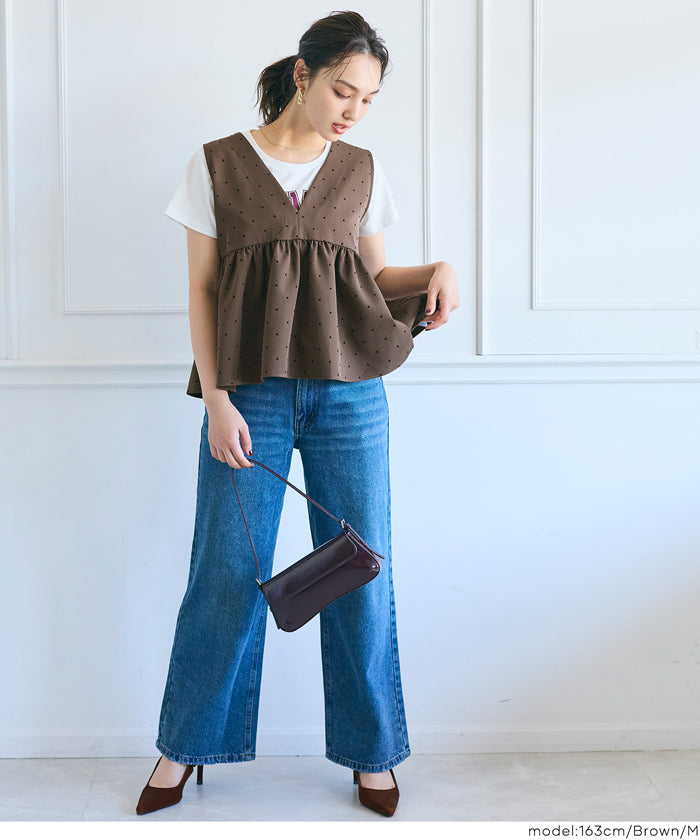 コカ coca フロッキードットペプラムベスト （Black） Black
