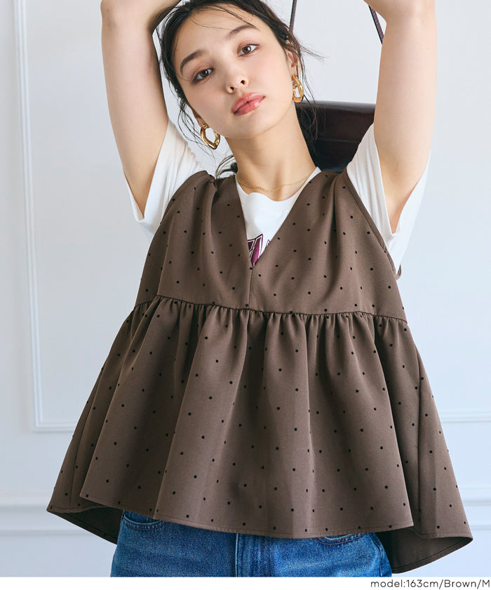 コカ coca フロッキードットペプラムベスト （Black） Black