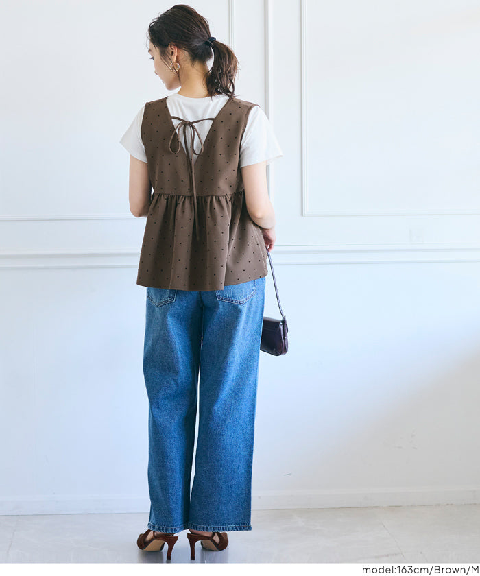 コカ coca フロッキードットペプラムベスト （Black） Black