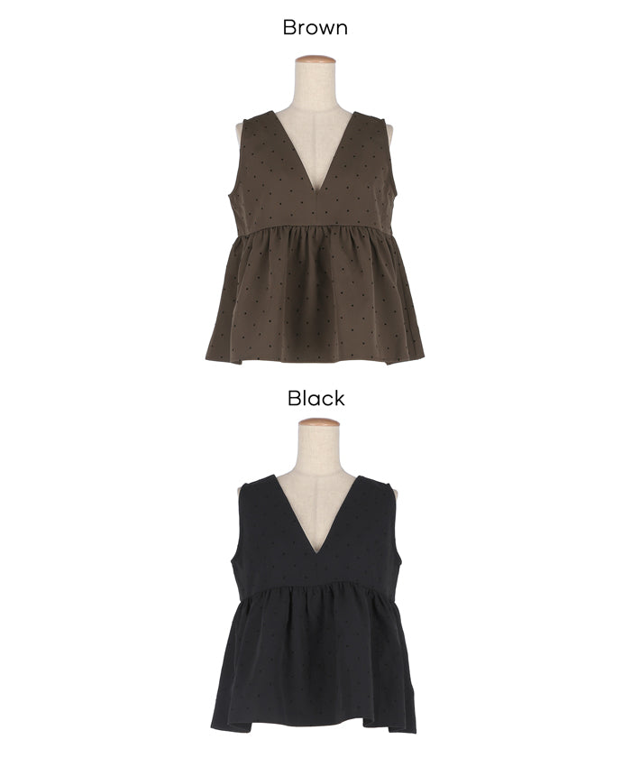 コカ coca フロッキードットペプラムベスト （Black） Black