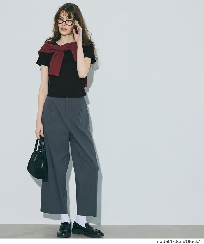 コカ coca リブヘンリーネックTシャツ （Black） Black