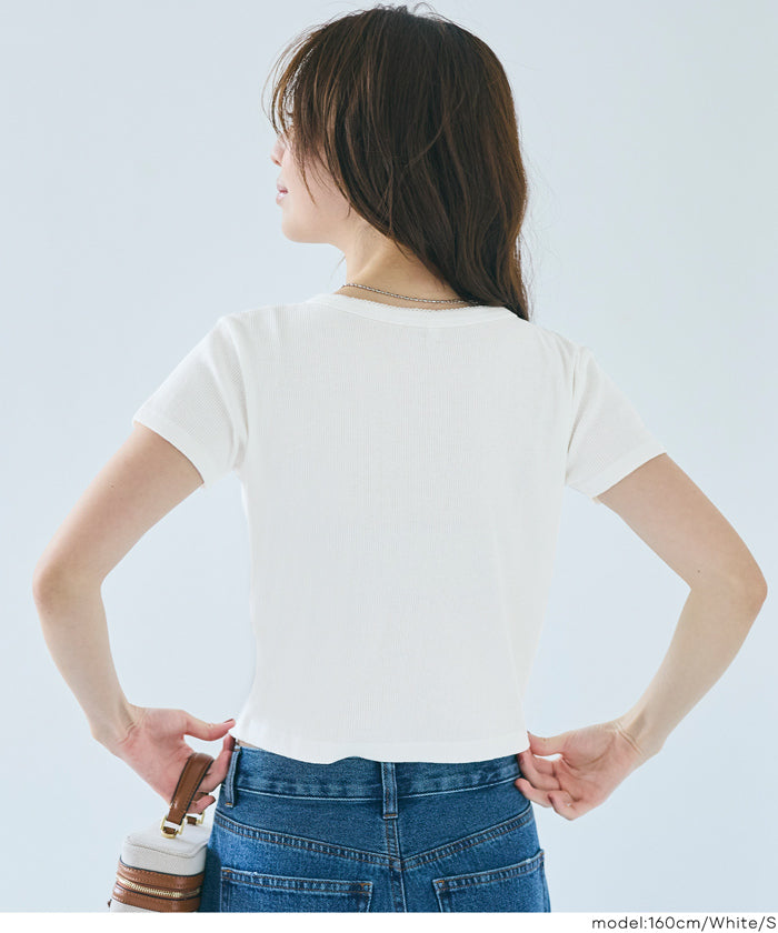 コカ coca リブヘンリーネックTシャツ （Black） Black