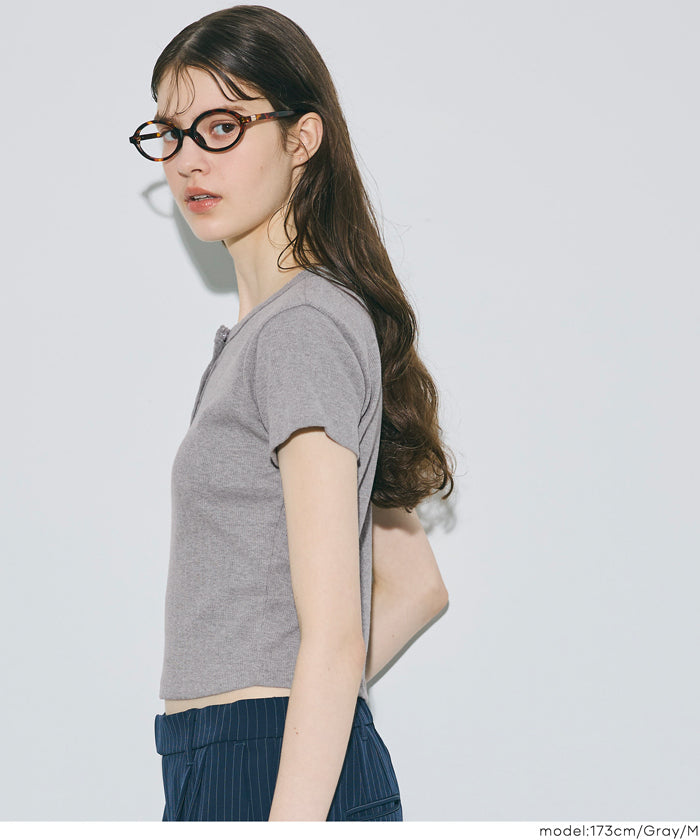 コカ coca リブヘンリーネックTシャツ （Black） Black