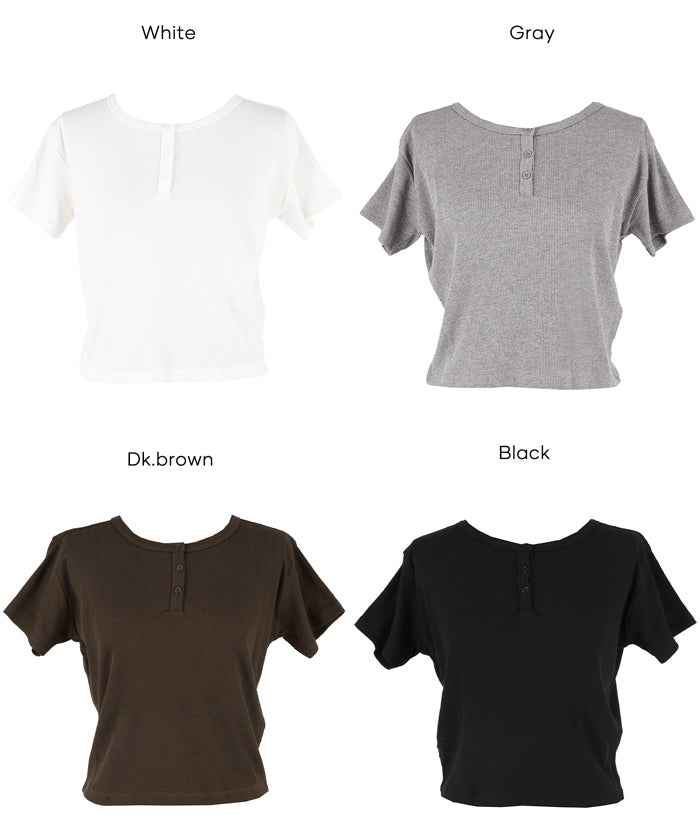コカ coca リブヘンリーネックTシャツ （Black） Black