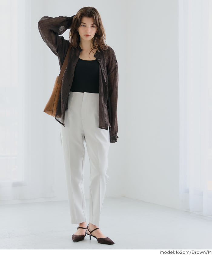 コカ coca シアーギャザーAラインブラウス （Brown） Brown