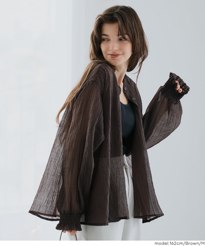 コカ coca シアーギャザーAラインブラウス （Brown） Brown