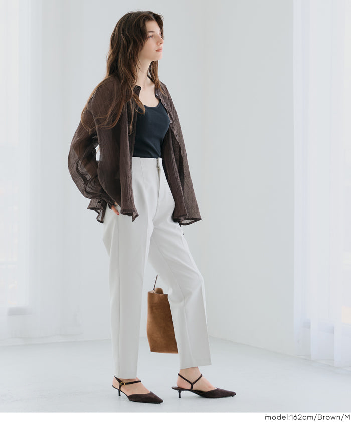 コカ coca シアーギャザーAラインブラウス （Brown） Brown
