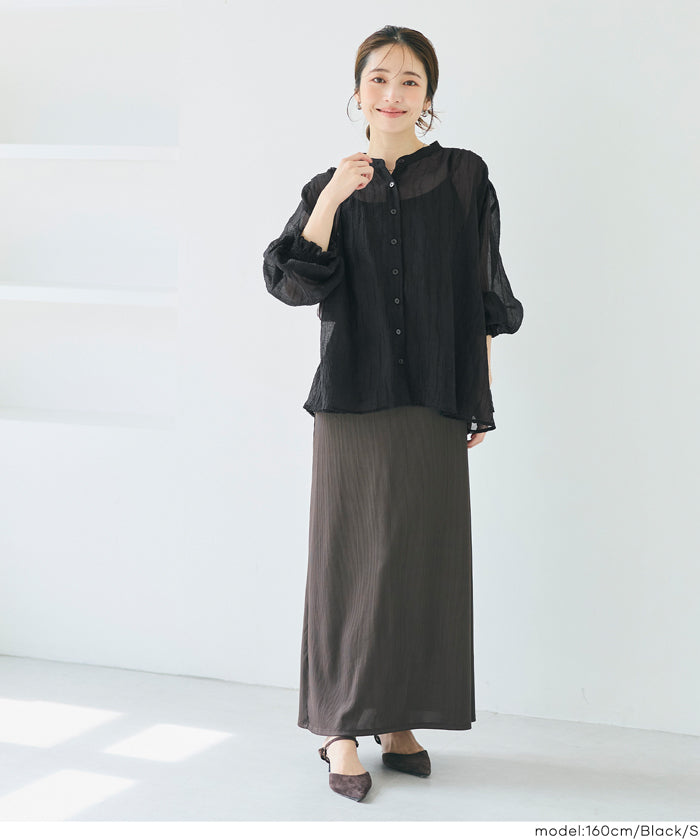 コカ coca シアーギャザーAラインブラウス （Brown） Brown