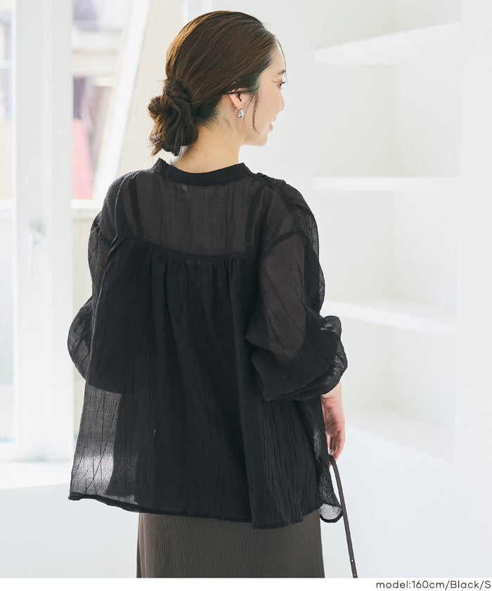 コカ coca シアーギャザーAラインブラウス （Brown） Brown