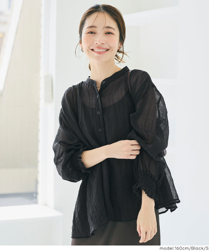 コカ coca シアーギャザーAラインブラウス （Brown） Brown
