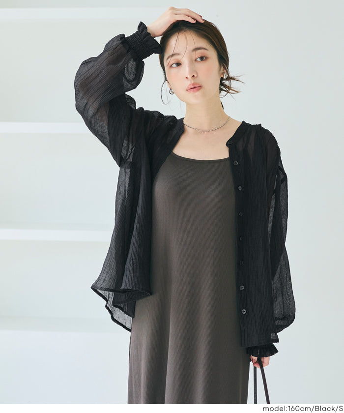 コカ coca シアーギャザーAラインブラウス （Brown） Brown