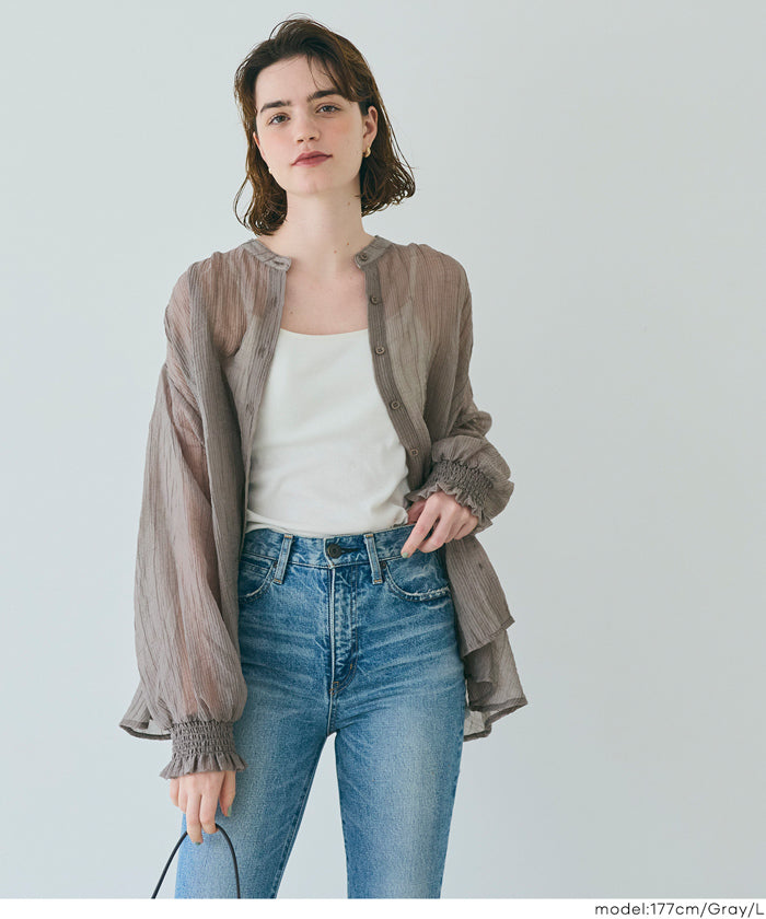 コカ coca シアーギャザーAラインブラウス （Brown） Brown