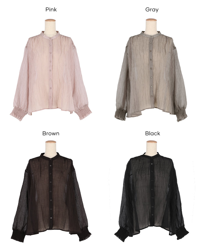コカ coca シアーギャザーAラインブラウス （Brown） Brown