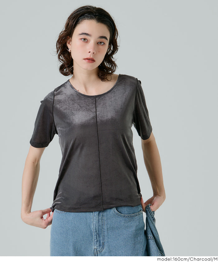 コカ coca 2WAYベロア半袖トップス （Lt.beige） Lt.beige