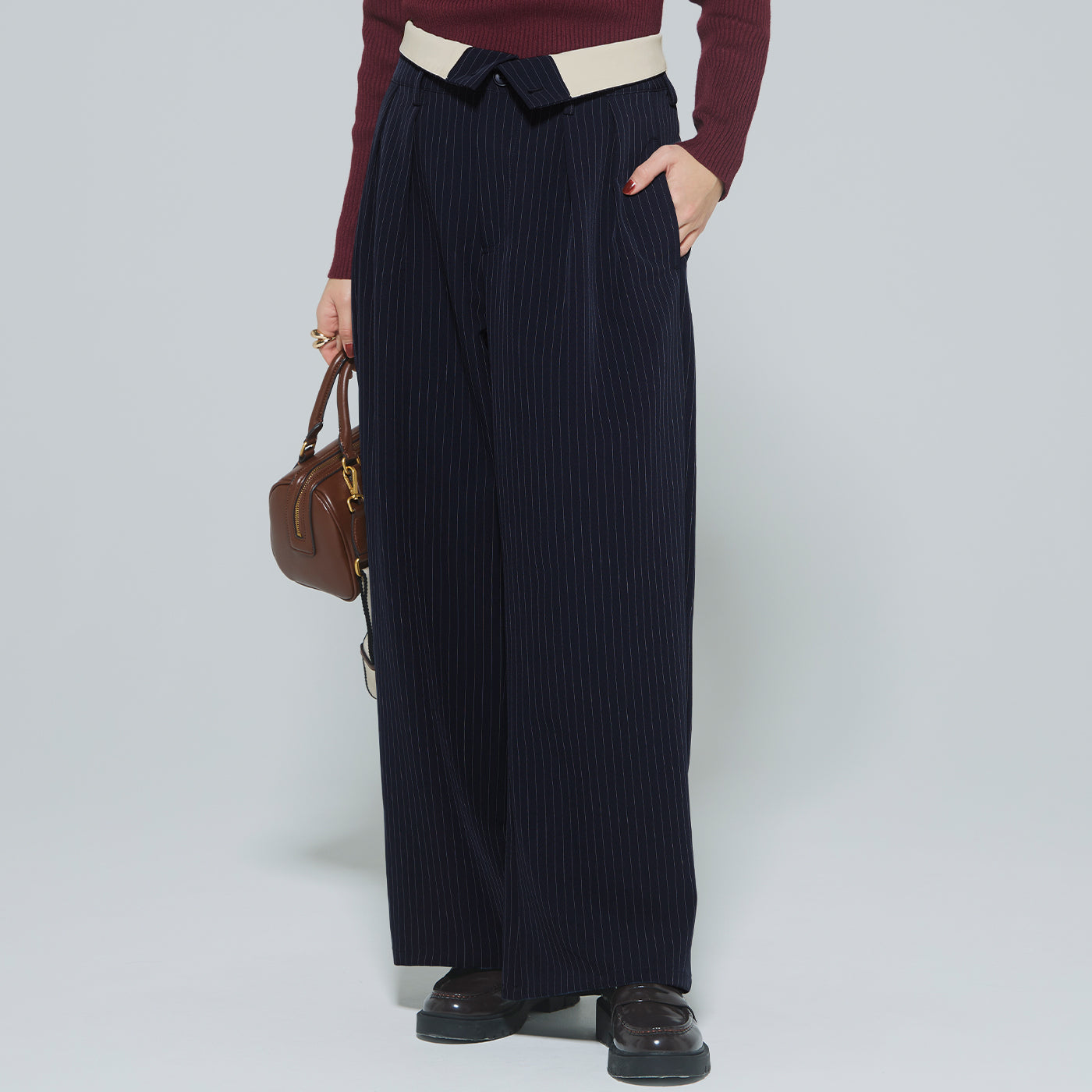 コカ coca ウエストデザインワイドパンツ （Stripe） Stripe