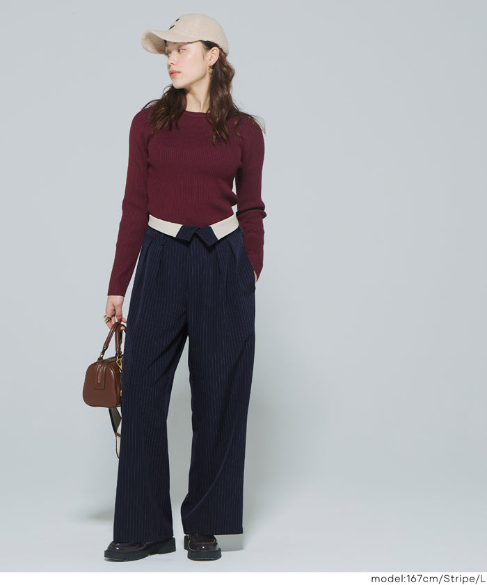 コカ coca ウエストデザインワイドパンツ （Stripe） Stripe