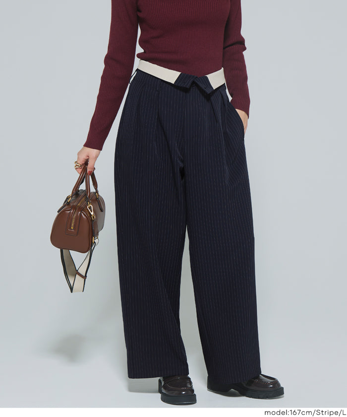 コカ coca ウエストデザインワイドパンツ （Stripe） Stripe