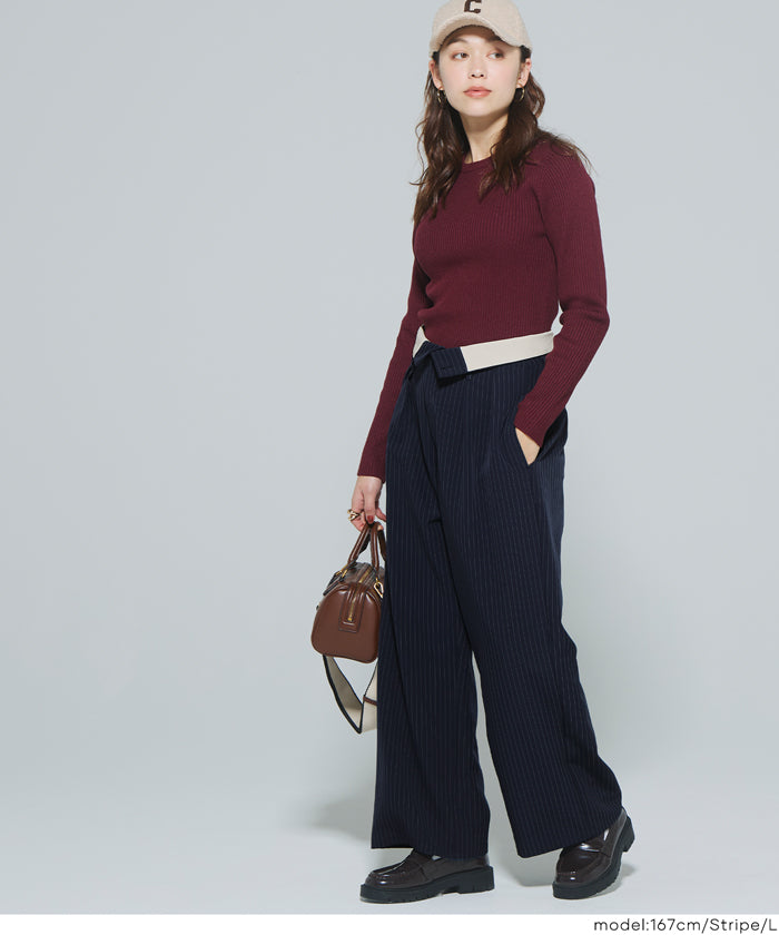 コカ coca ウエストデザインワイドパンツ （Stripe） Stripe