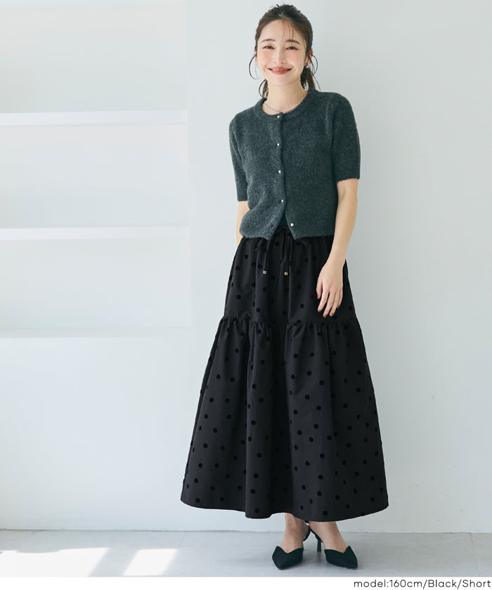 コカ coca フロッキープリントティアードスカート （Black） Black
