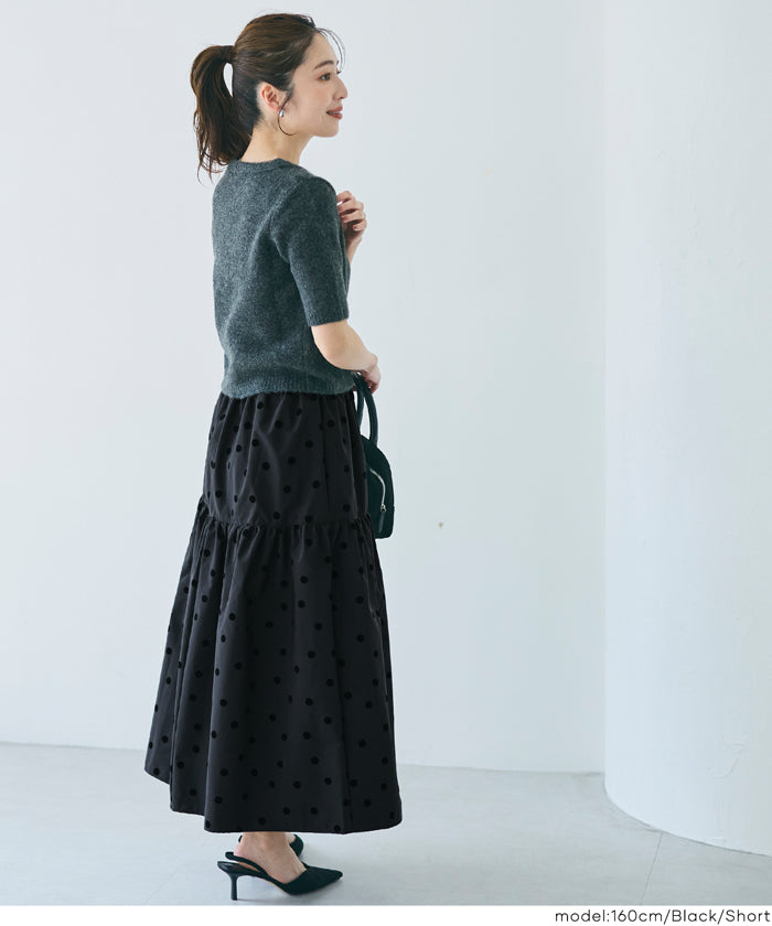 コカ coca フロッキープリントティアードスカート （Black） Black