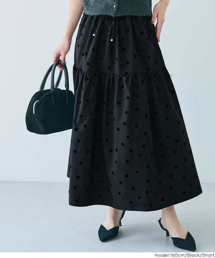 コカ coca フロッキープリントティアードスカート （Black） Black