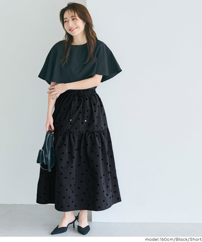 コカ coca フロッキープリントティアードスカート （Black） Black