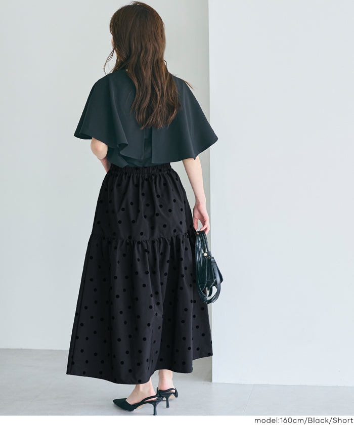 コカ coca フロッキープリントティアードスカート （Black） Black