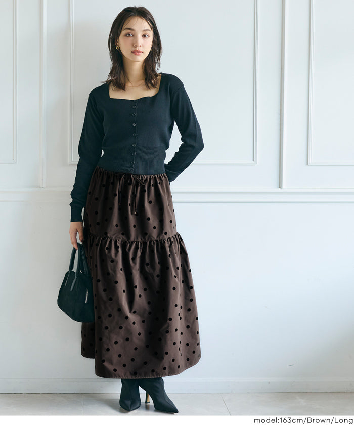 コカ coca フロッキープリントティアードスカート （Black） Black